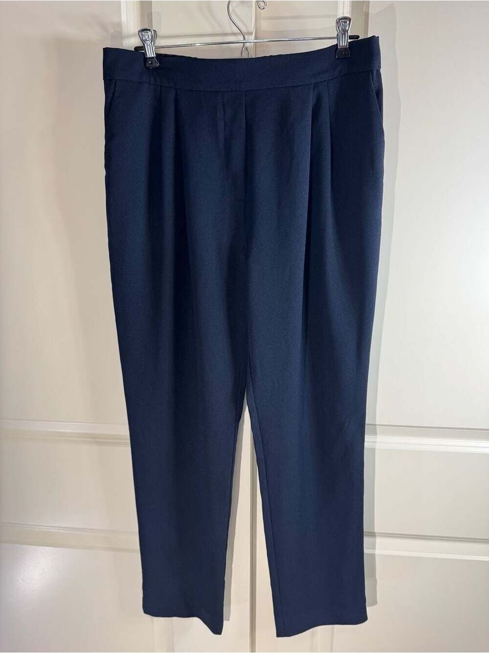 WAYF Women's Navy Blue Crepe Pleated Pull-On Trousers Large